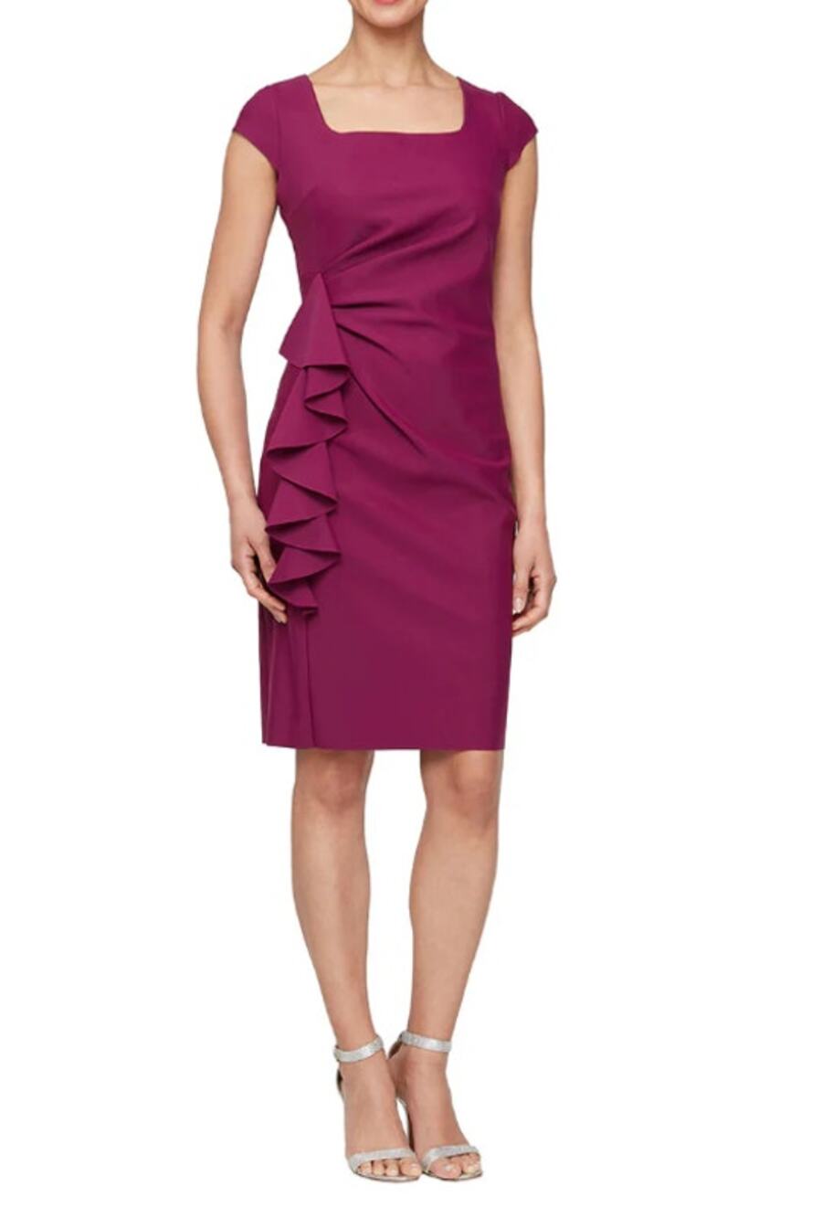Alex Evenings Women's Short Cascade Sheath Dress Size 12 Pink Passion NWT